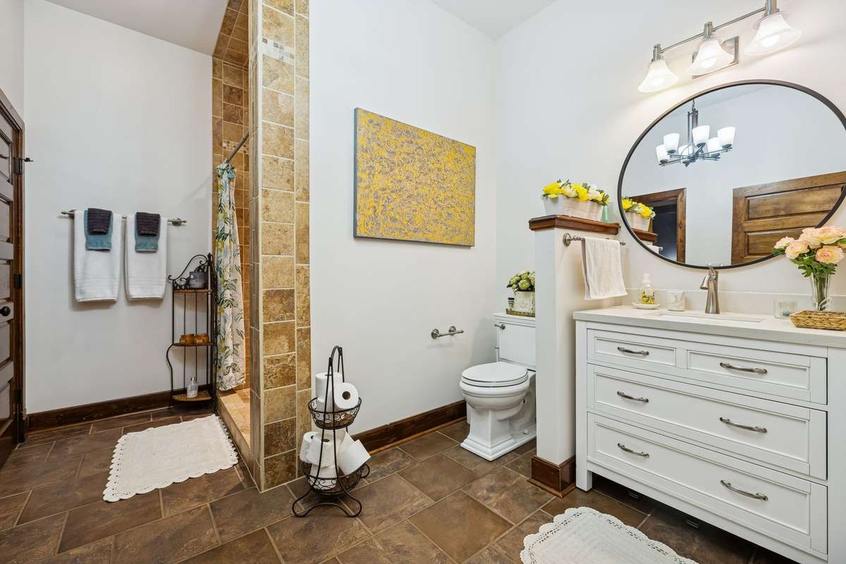 Owner Suite #2 Bath with tile floor.