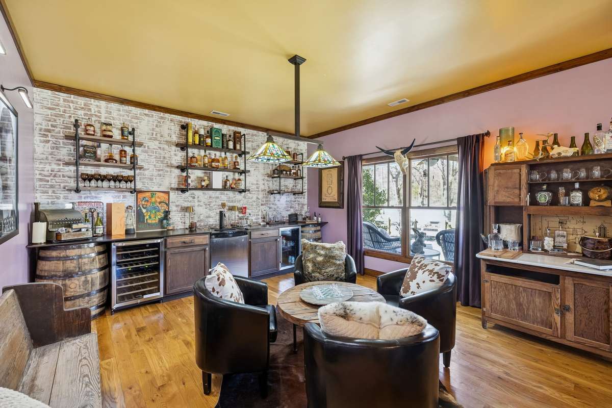 The Bourbon Room with seating area.