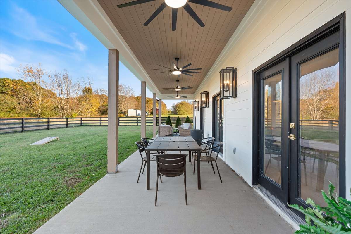 10x55 covered porch with ceiling fans