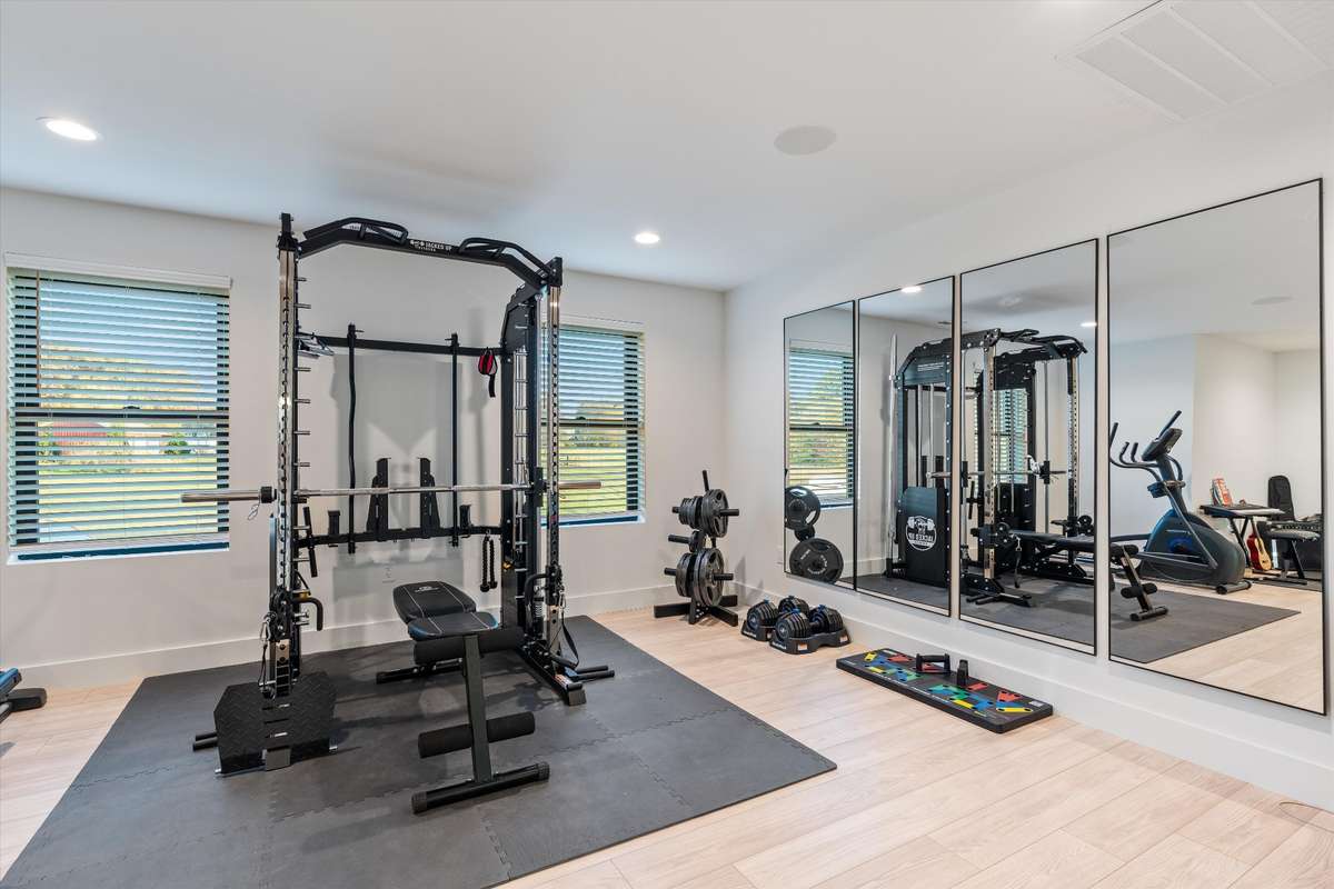 Fitness room upstairs in the entertainment house