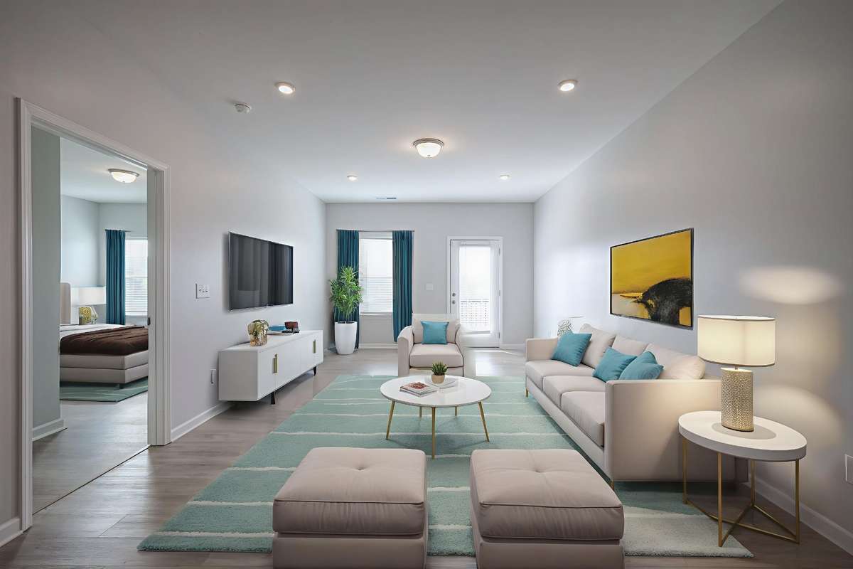 Living room virtually staged
