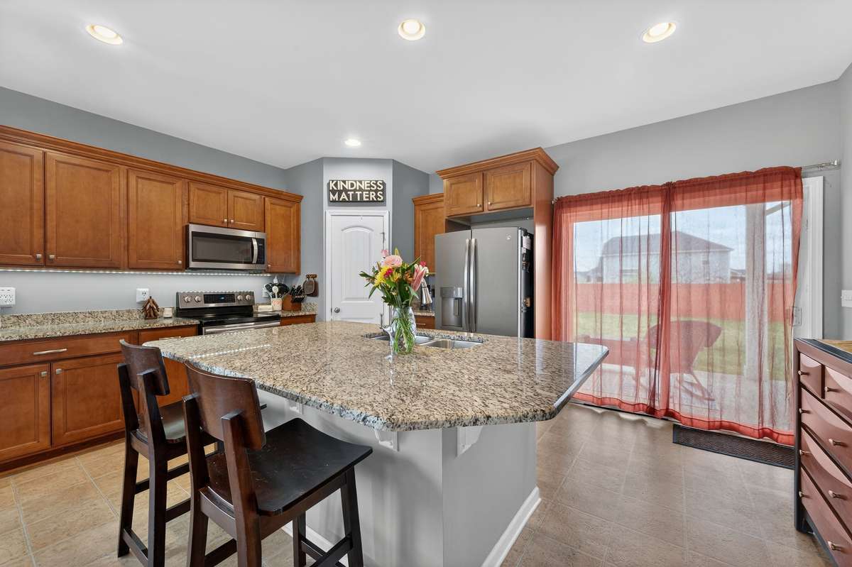 Large island in the center pre-wired for pendant lights overhead