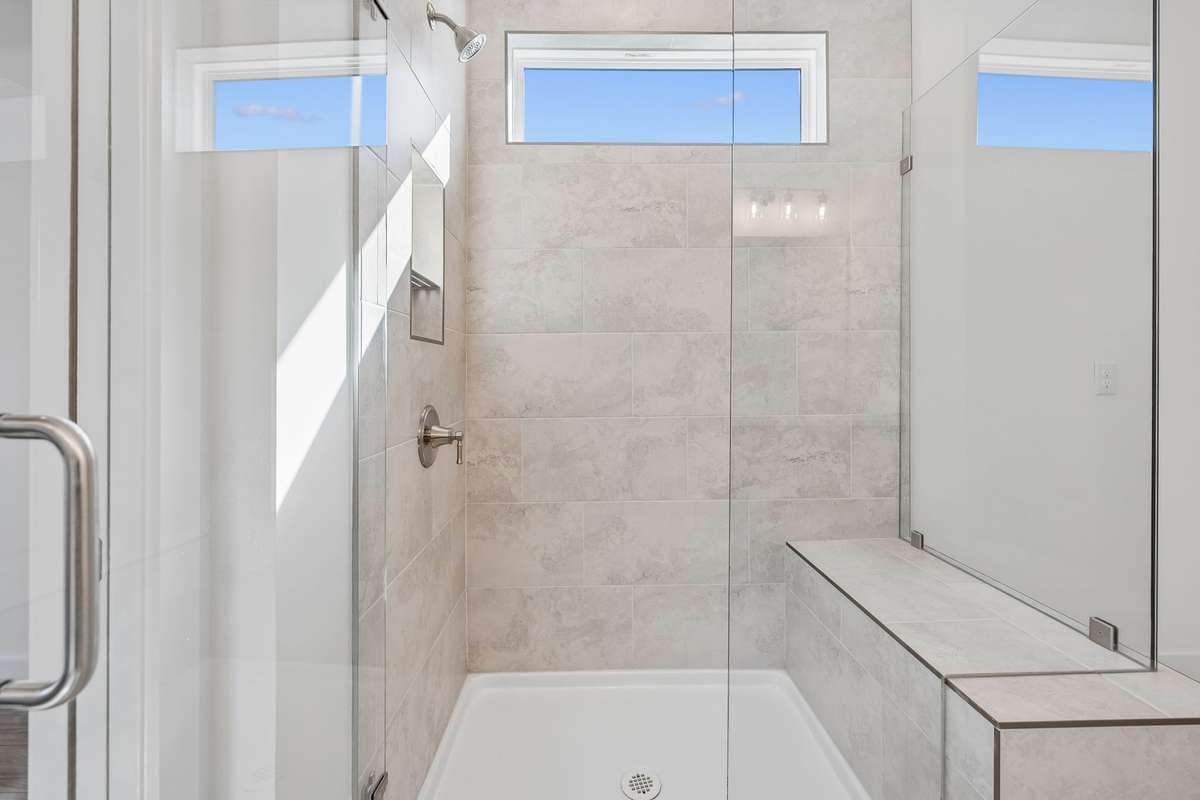 Tiled shower only with bench built it
