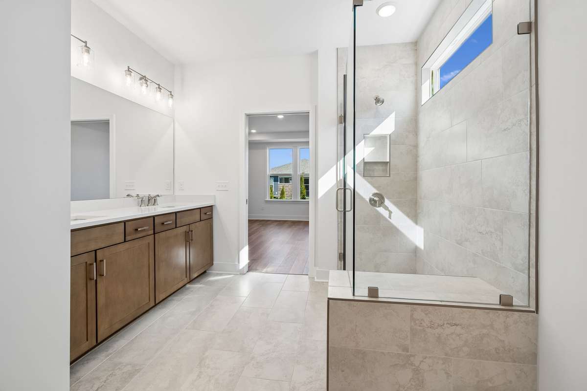 Tiled shower only with bench built it