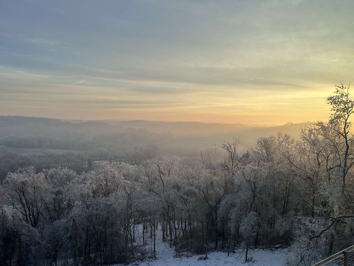 View from 2nd floor bedroom window out towards Knob Creek.