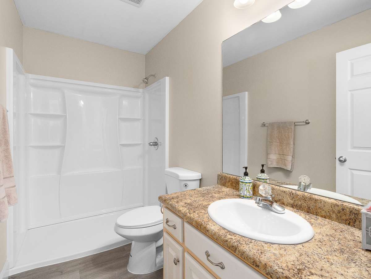 New walk in shower and flooring