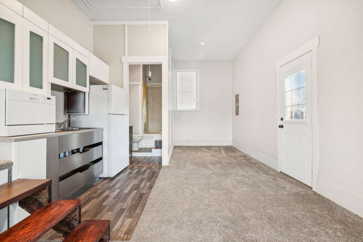 Separate entry plus generous space for living or sleeping arrangements.