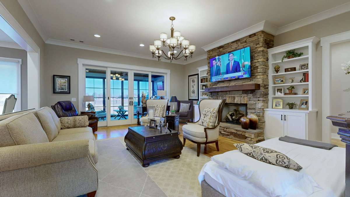 Beautiful rock fireplace!