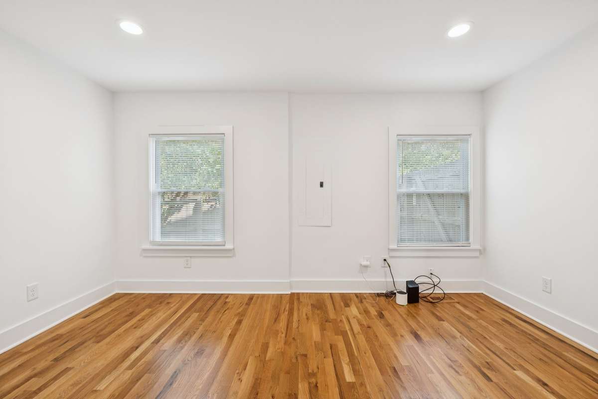 This is another photo of the flex space that can be used as a home office.