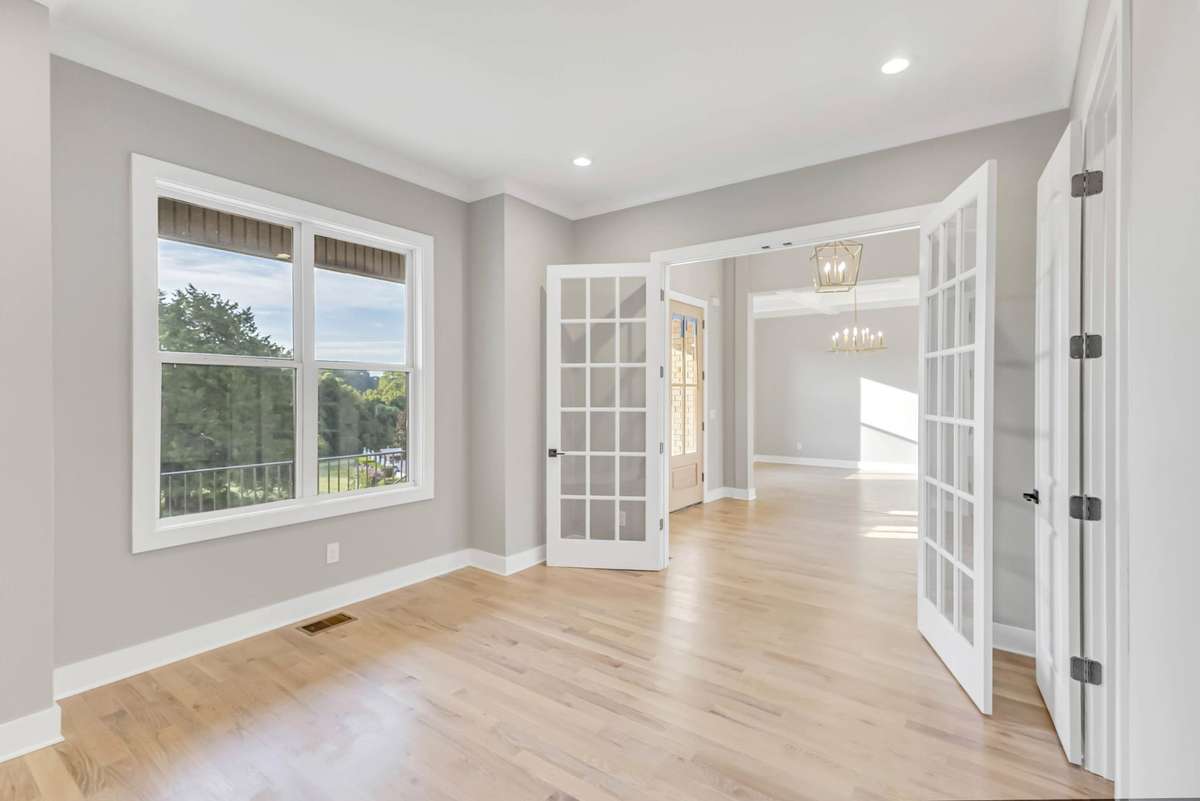 The french doors to the office provide privacy and charm