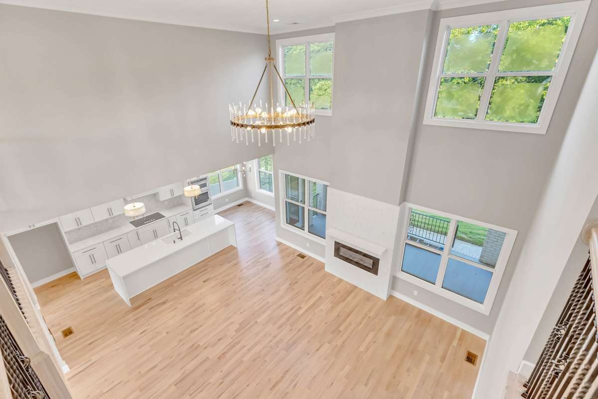 From upstairs, the fireplace adds a romantic touch!