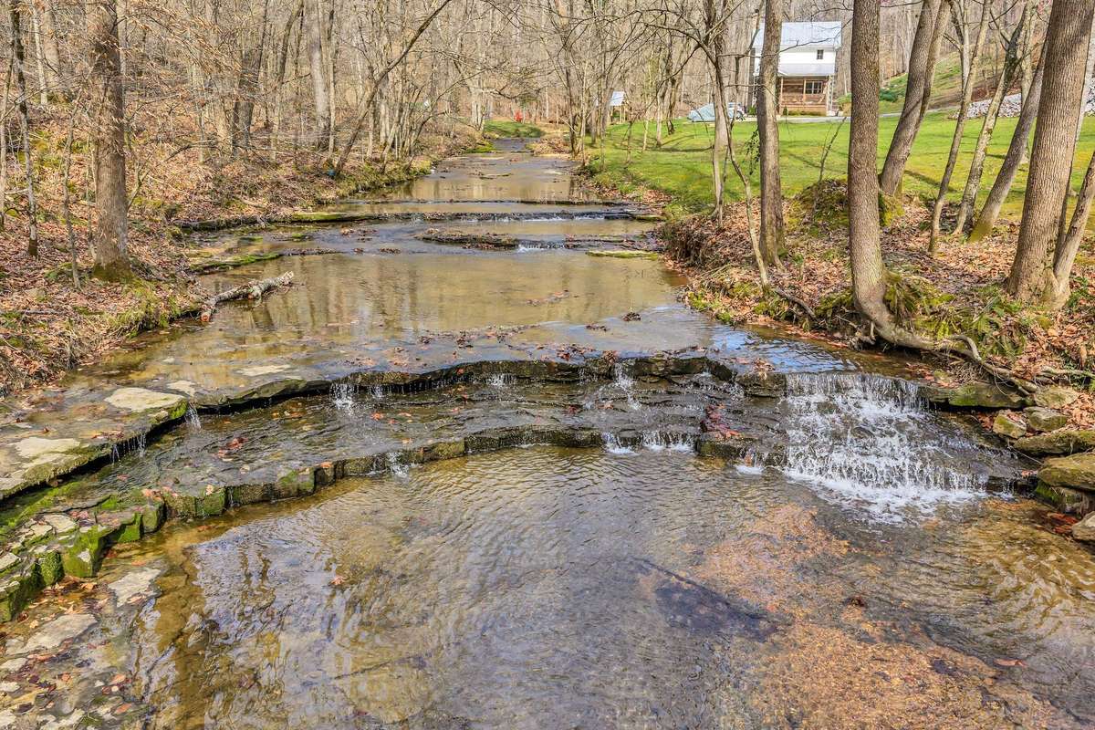 Cascading waterfall by the creek