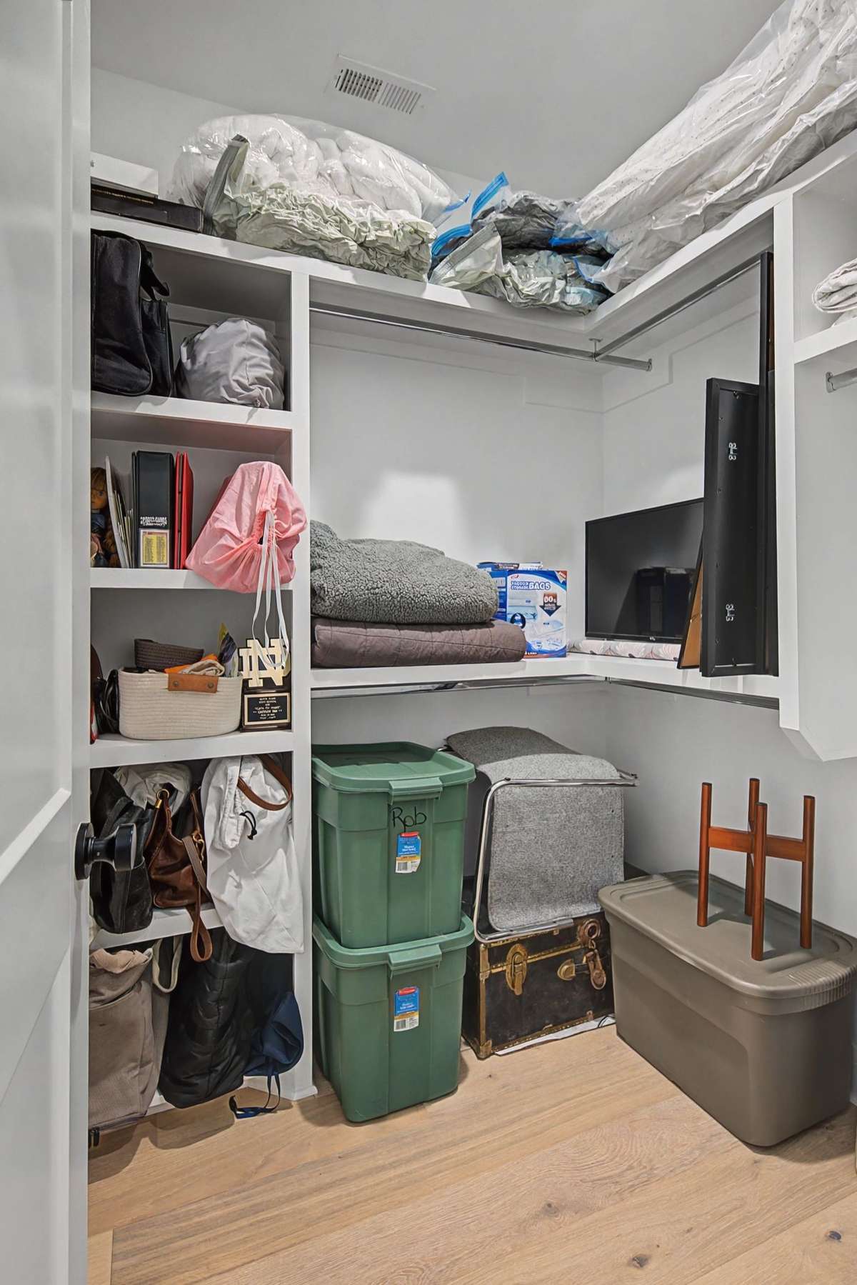 All Bedrooms and Hallway Have Walk-In Beautiful Closets with Wood Shelving