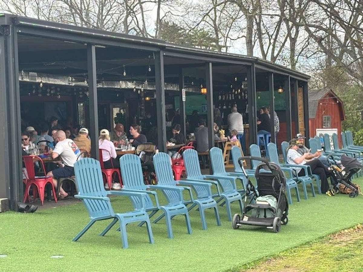 Moby Dicky's back patio is a great place to grab a cold beverage and dinner...