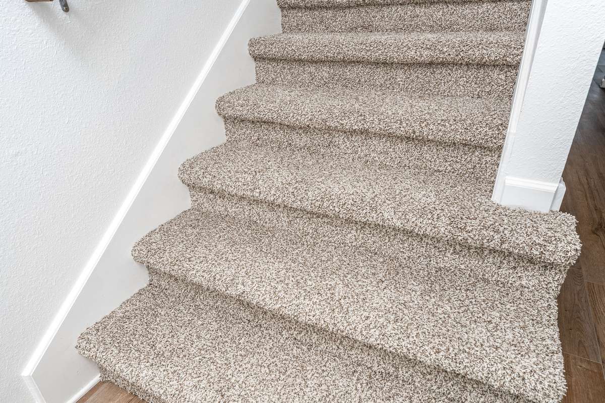 Close-up of the brand new carpet... Let's go upstairs!