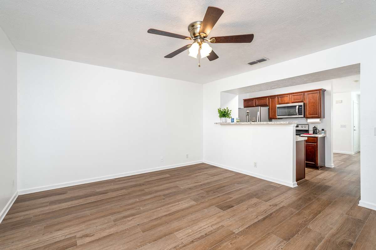 Expansive view towards the Kitchen