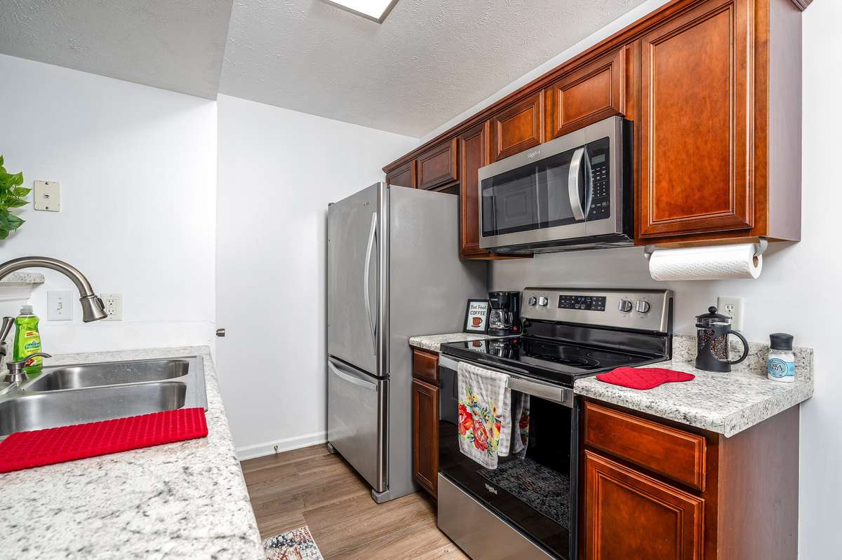 Kitchen offers all stainless steel appliances including Refrigerator