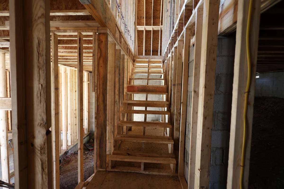 Stairs up to main level