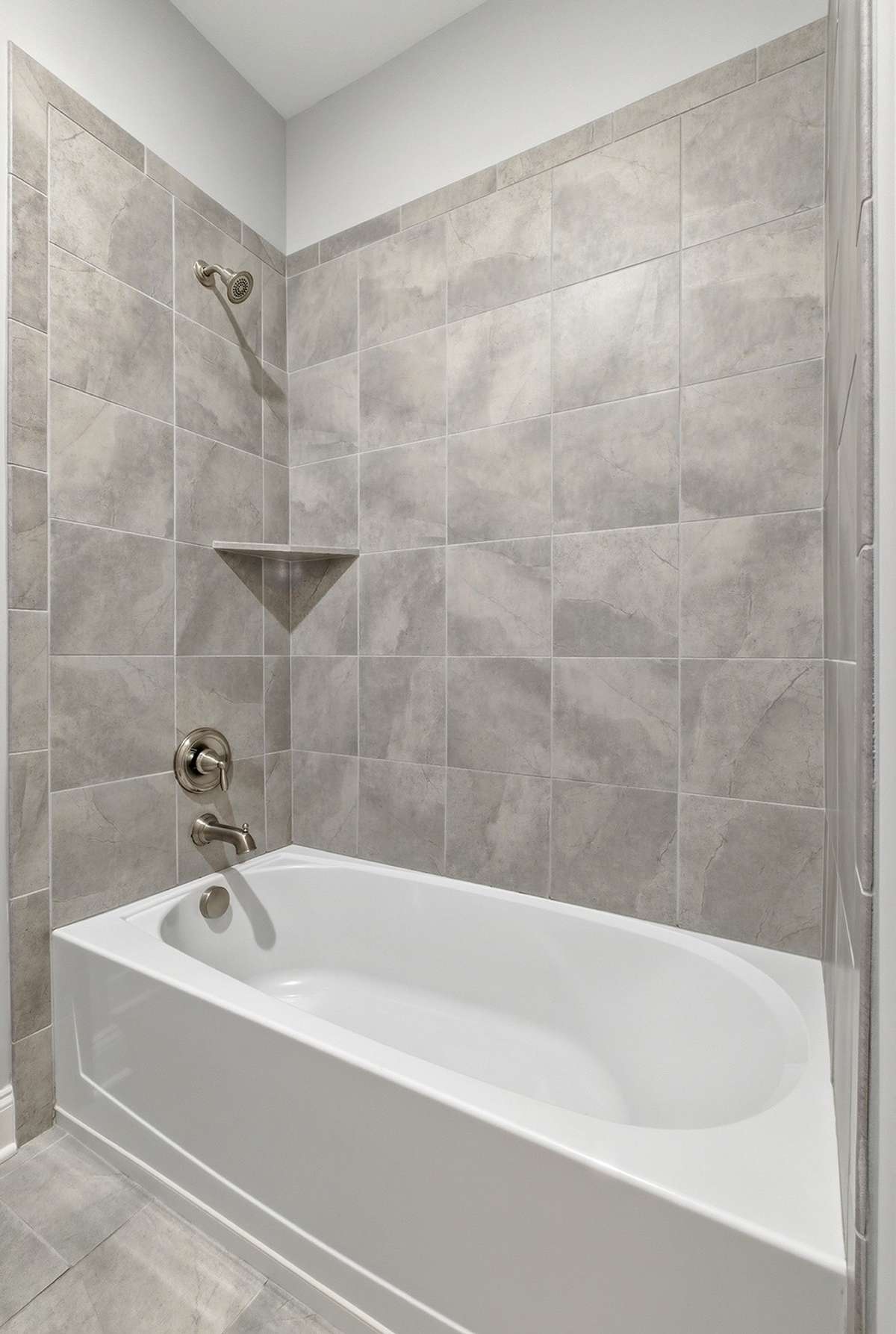 Tile shower-tub w/built-in shelf