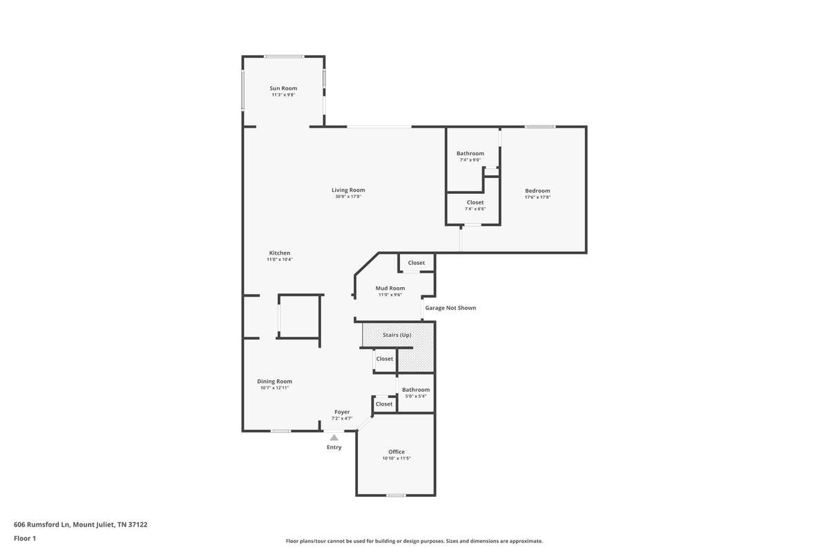 Main Floor layout: 606 Rumsford Lane, Mt Juliet, TN 37122