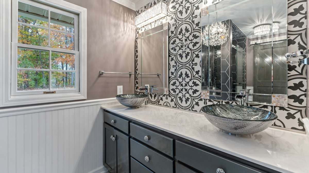 Beautiful twin bowl sinks in Primary Bath