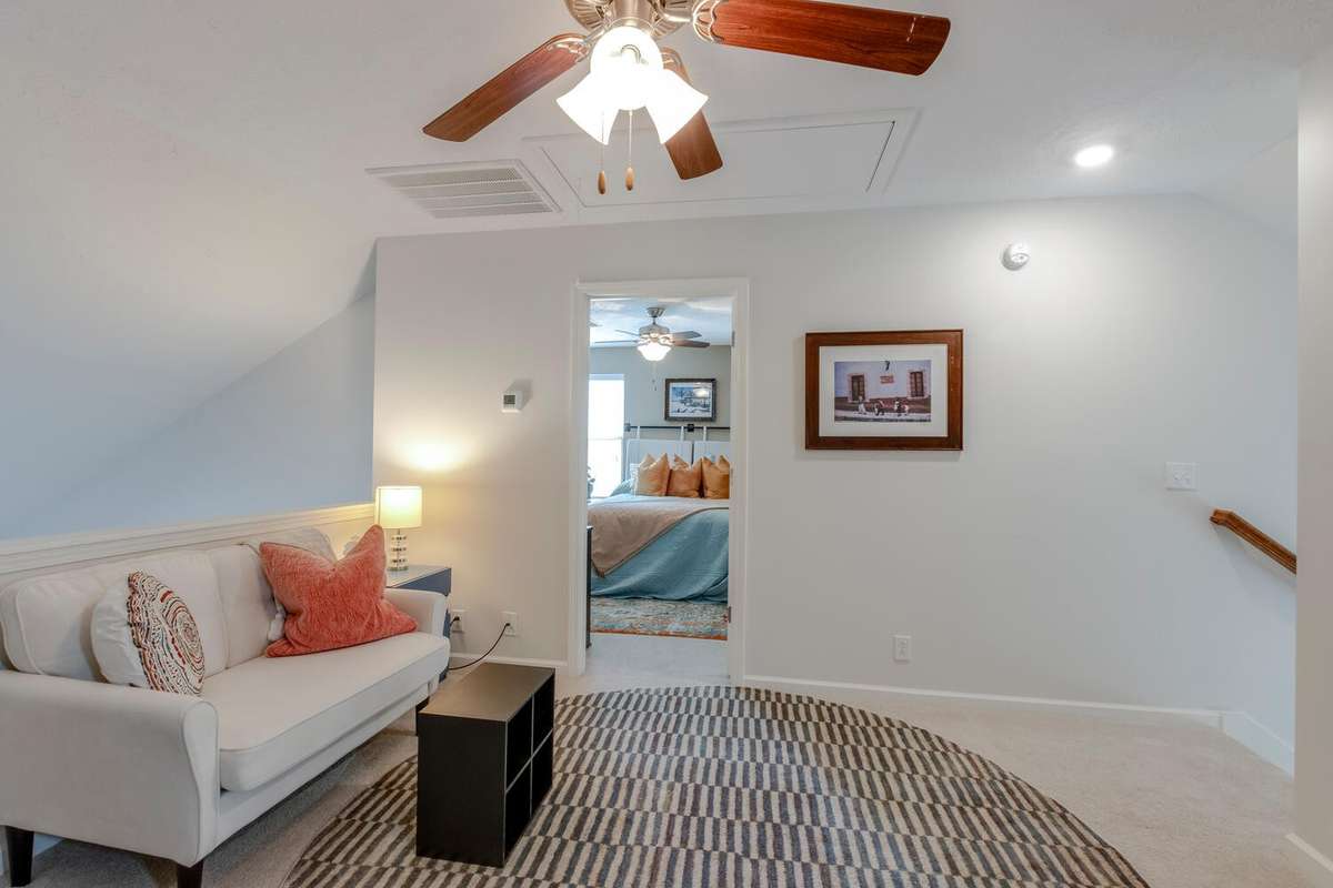 A view from the loft to the second suite.