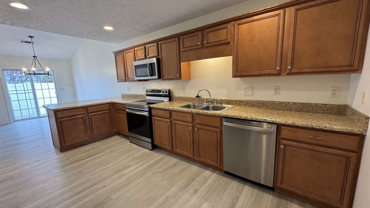Kitchen has ample cabinets