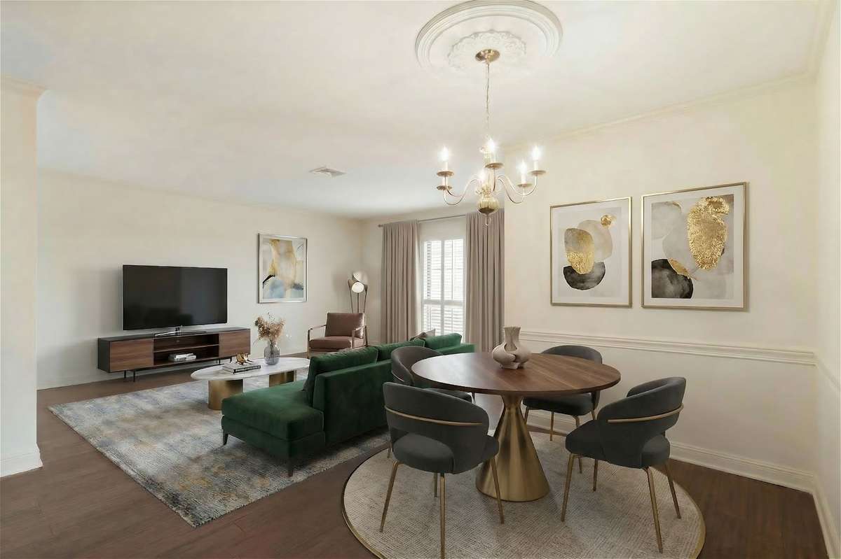 the formal living room and dining room have been virtually staged