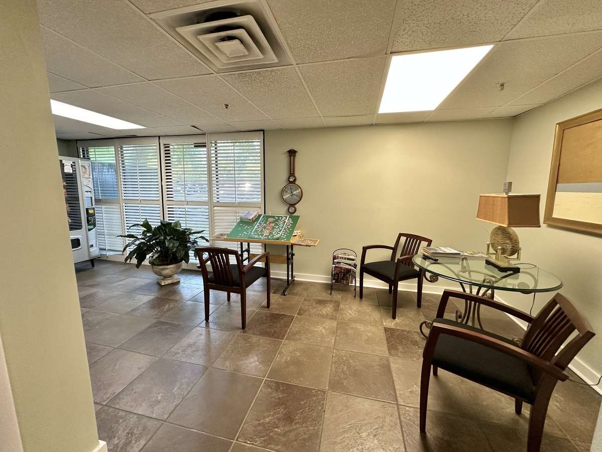 Main floor laundry facility lounge area.