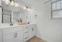 Primary bathroom with double sinks