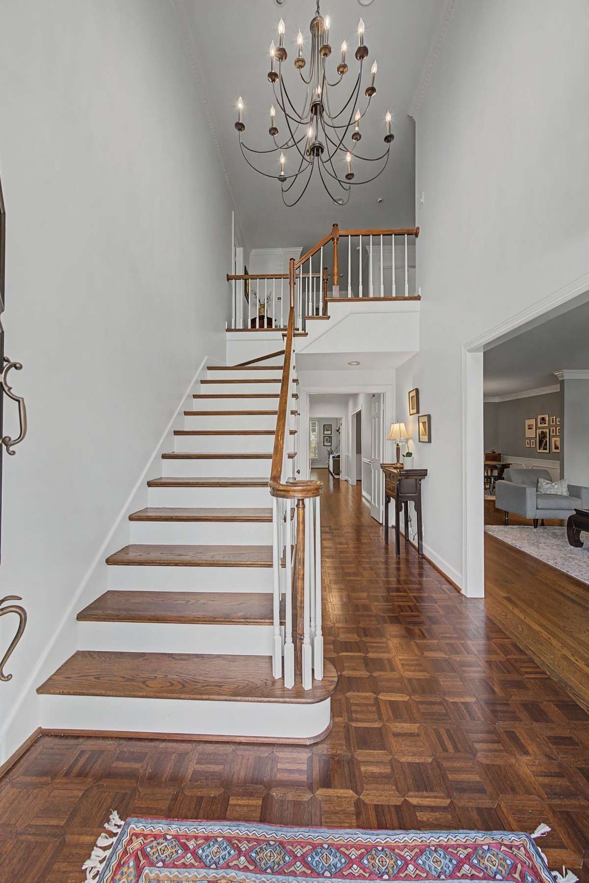 Oak flooring throughout.