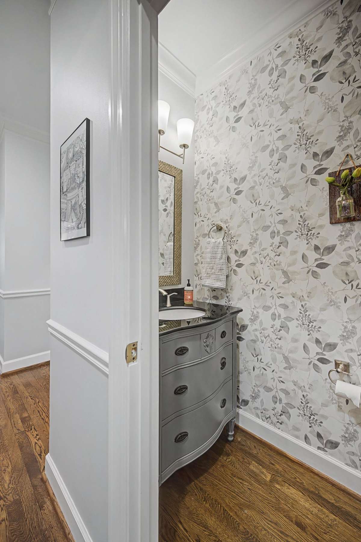 Elegant half bath.