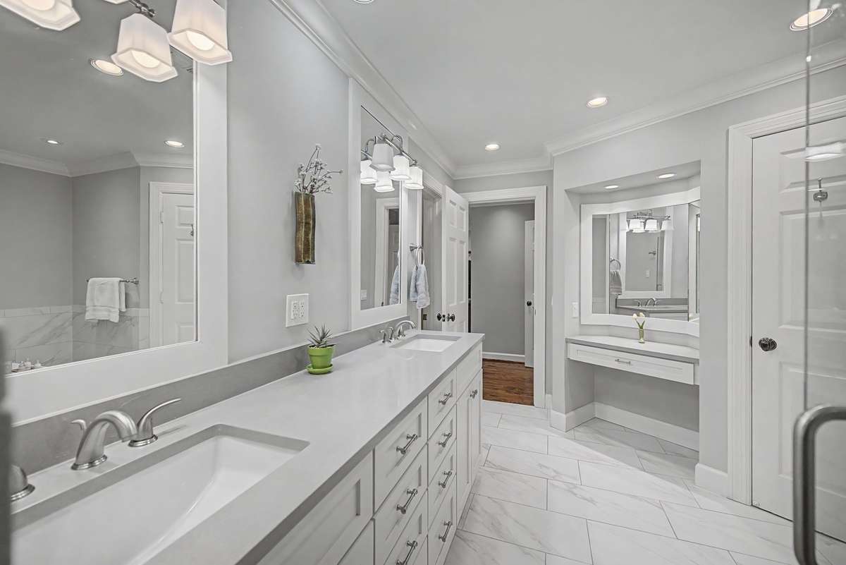 Double vanity and makeup area.