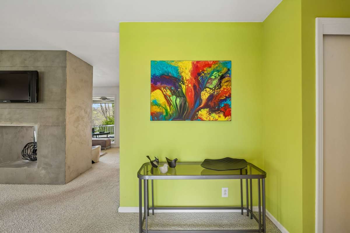 Front door entry into a modern open concept home.