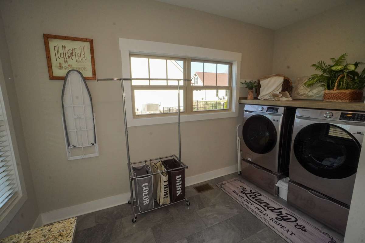 The laundry room is on the main living area floor