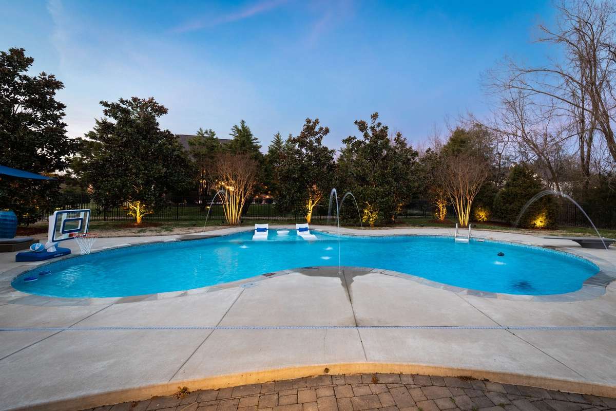 Private tree lined yard