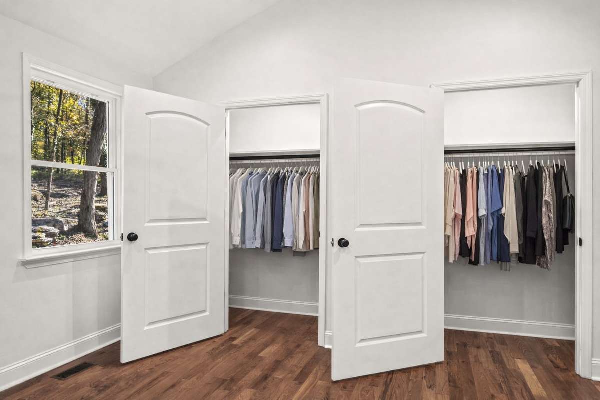 The primary has great closet space.
