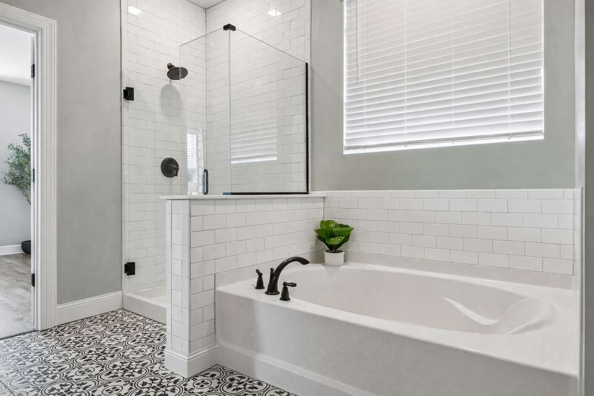 Owner bathroom with seperate soaking tub