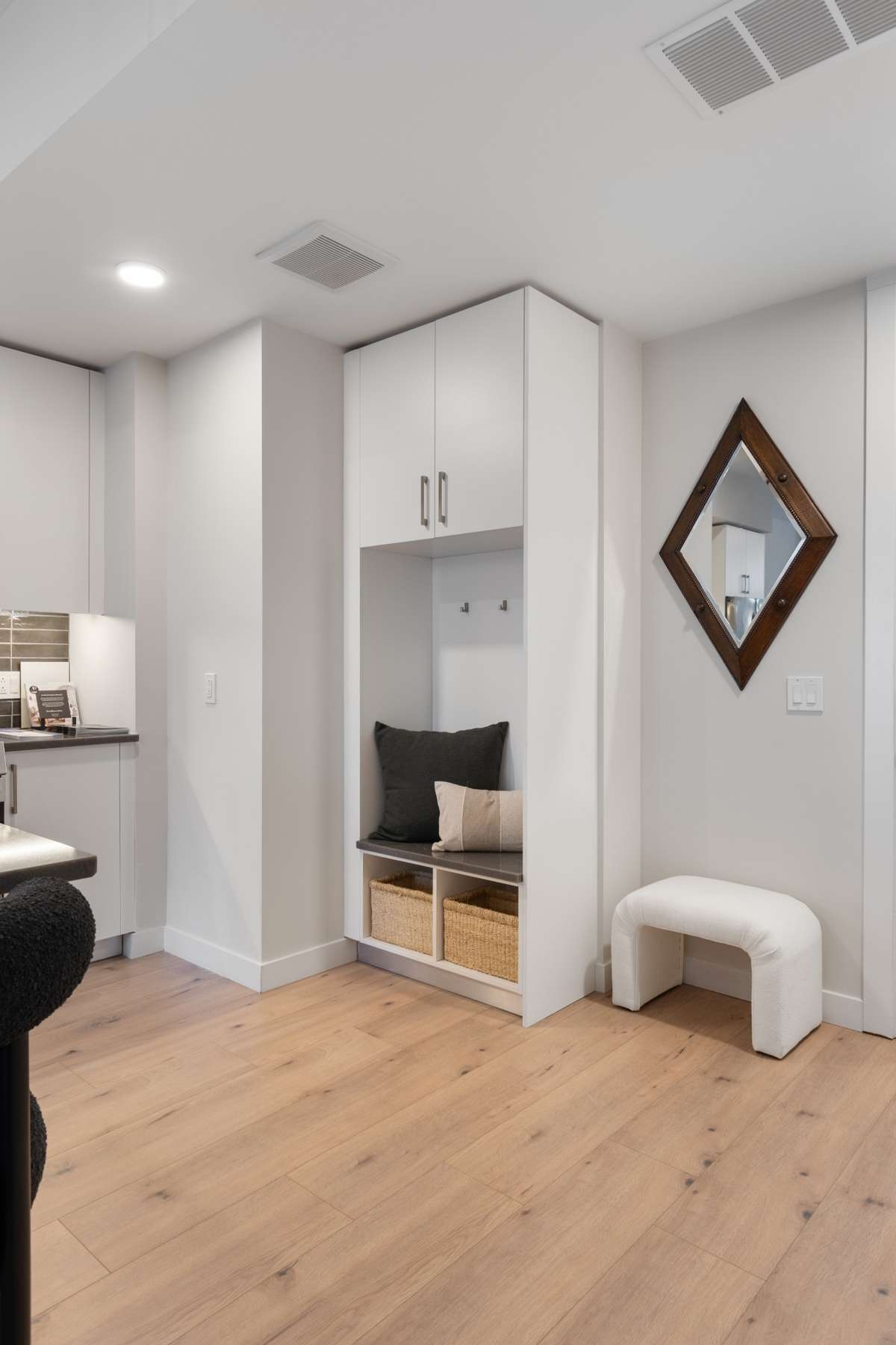 A11 Entryway Dropzone | Furnished Model | Cool Finish Palette