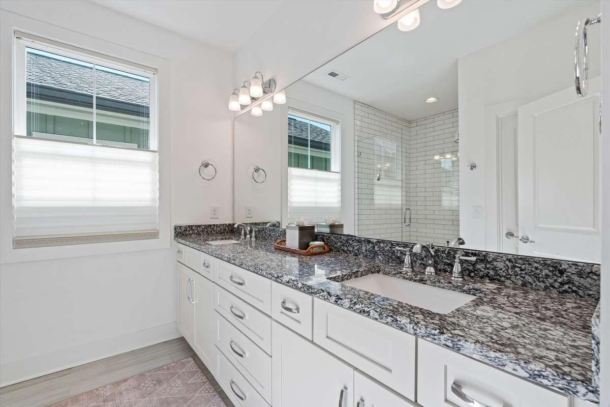 Spacious primary bathroom