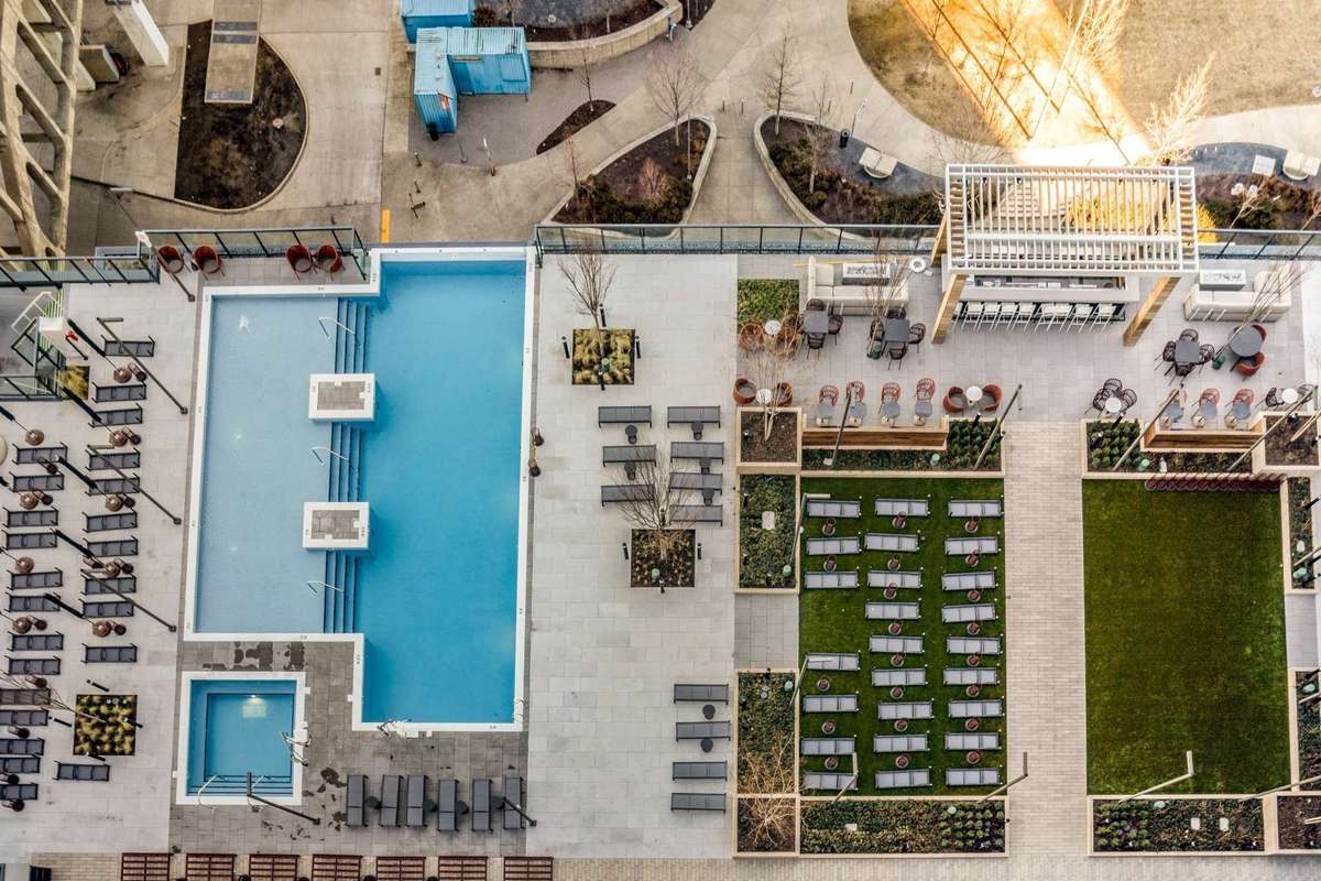 The pool and hot tub are located on the 7th floor.