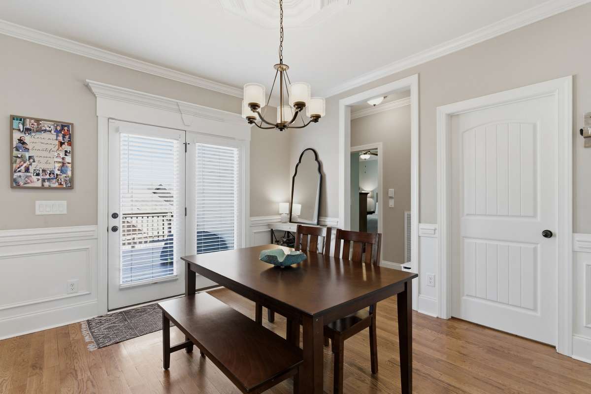 There is an atrium door access off of the dining area to the large 19 X14 deck area.