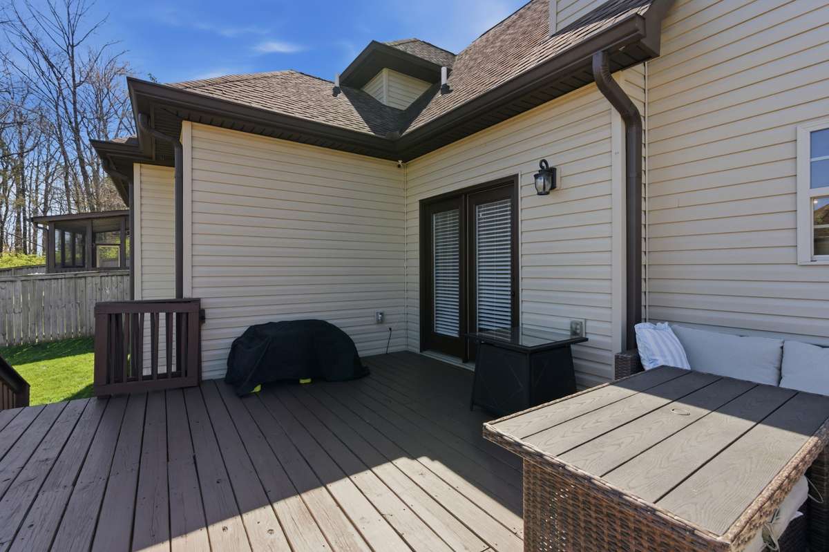 The 19 x 14 deck is accessible from the atrium door to the dining room area.