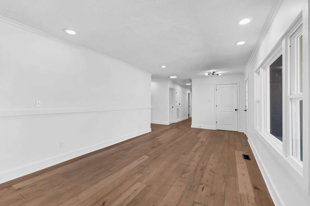 Living room with view of the hallway