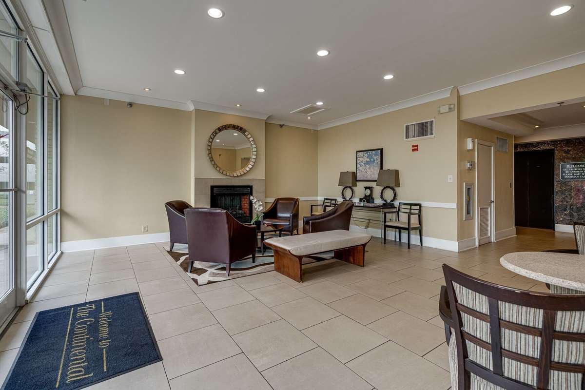 Lobby with seating. 24-hour doorman.