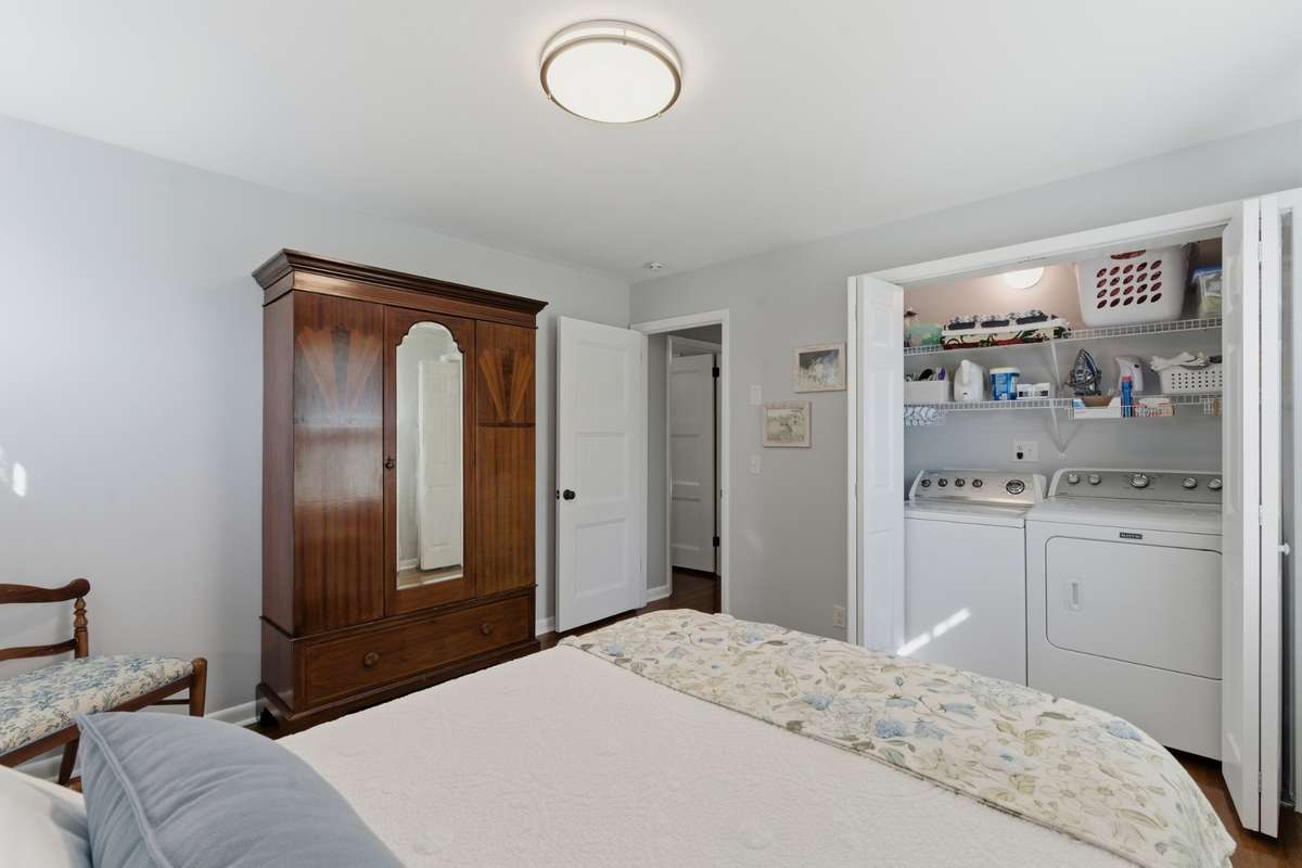 Bedroom #2 has washer/dryer hookups in the closet.  There are also hookups in the basement if your prefer to move them downstairs.