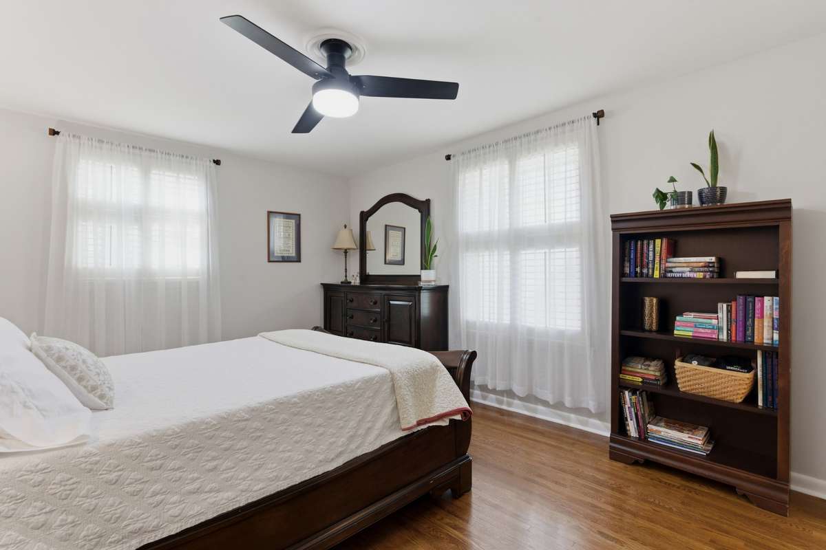 Primary bedroom with walk in closet.