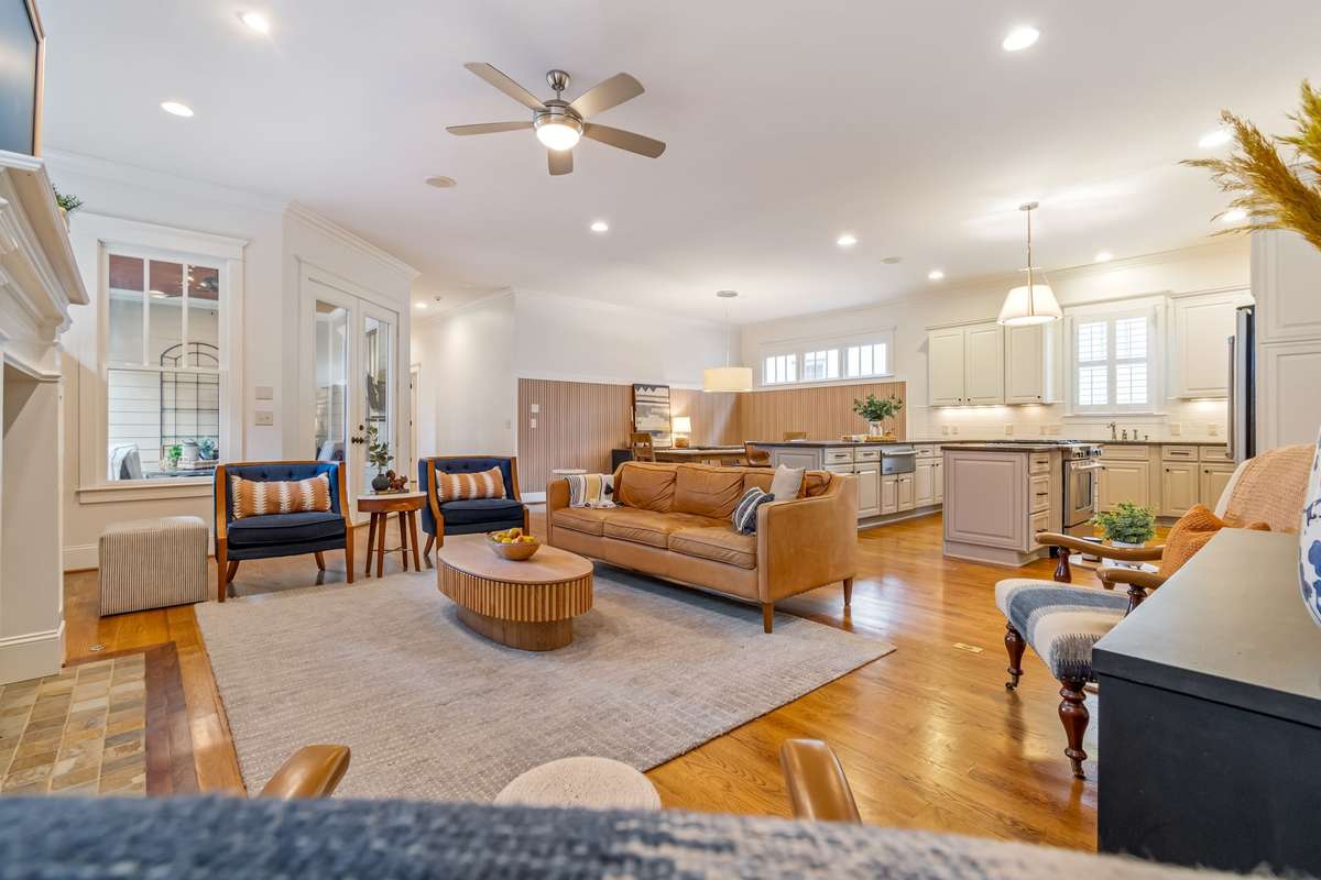 A view of the kitchen and casual dining area from the family room...