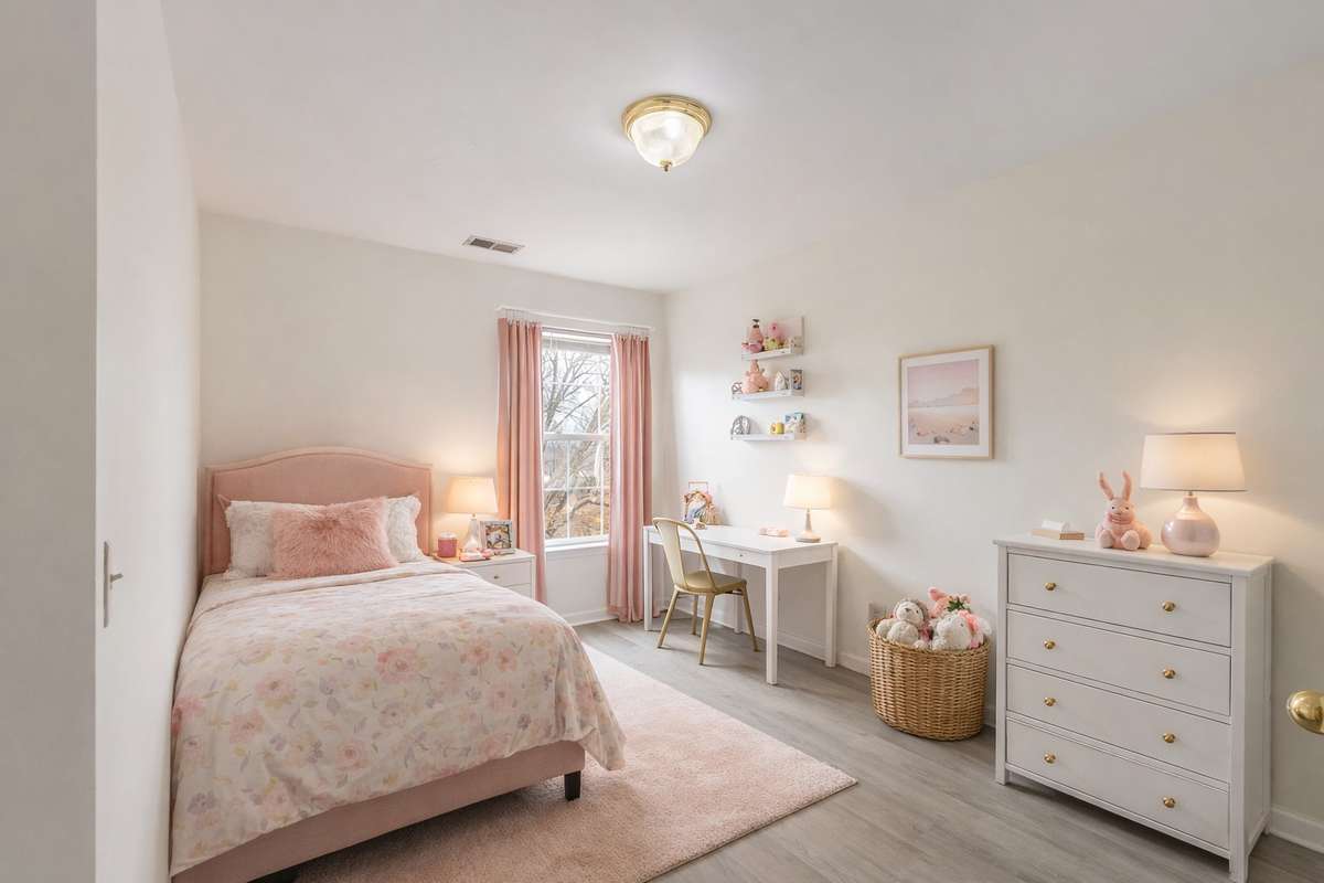 Secondary bedroom with a spacious closet. (Virtually staged.)
