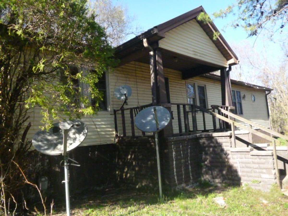 Front view, covered front porch